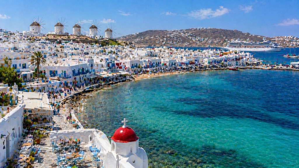 Summer cruise ports in the Mediterranean — Mykonos harbour