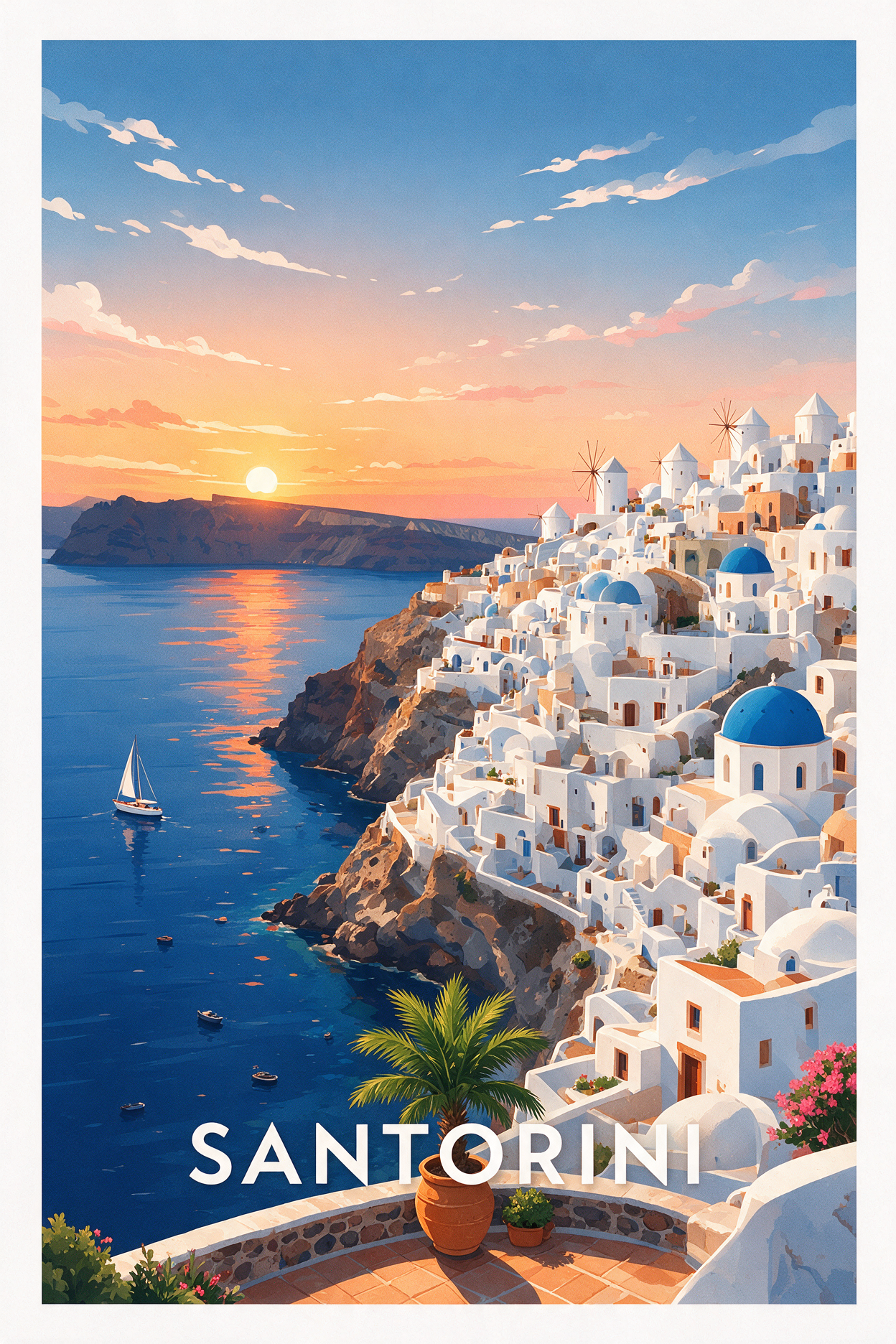 Santorini cruise port, caldera view